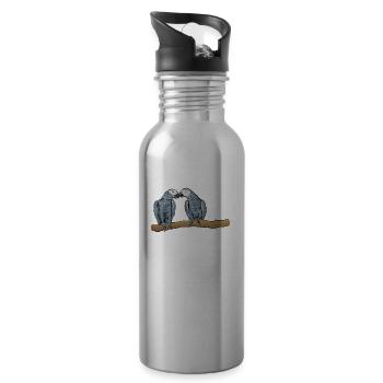 Grey Parrot I Parrot Motif for Bird Holder - Water bottle with straw - silver - Right
