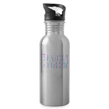Hacke Dicht - Party - Trinkflasche mit integriertem Trinkhalm - Lightsilver - Rechts