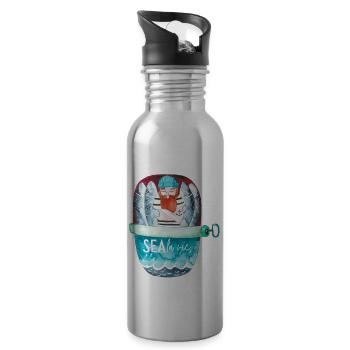 Seemann in der Sardinenbüchse / Sea la vie - Trinkflasche mit integriertem Trinkhalm - Lightsilver - Rechts