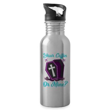 Funny Gothic Goth - Water bottle with straw - silver - Right