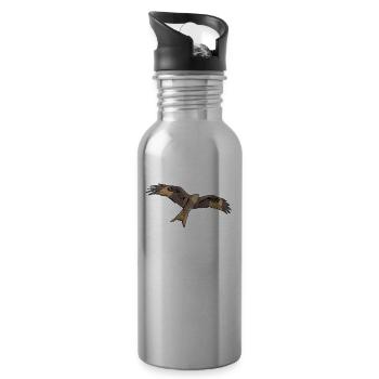 Rotmilan I Greifvogel Beizjagd Motiv für Falkner - Trinkflasche mit integriertem Trinkhalm - Lightsilver - Rechts