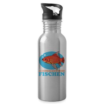Aquarianer Aquarium Aquaristik Zierfisch Geschenk - Trinkflasche mit integriertem Trinkhalm - Lightsilver - Rechts