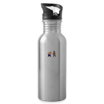 I Wrestle Grizzly Bears In My Spare Time Gangster - Water bottle with straw - silver - Right