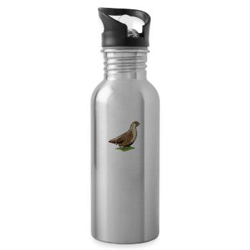 Perdrix I Poulet Oiseaux Petit Gibier Motif pour les chasseurs - Gourde avec paille intégrée - argent clair - Droite