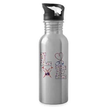 Advanced Practice Nurse Valentine's Day - Water bottle with straw - silver - Right