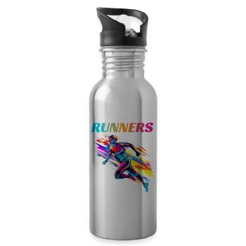 Dynamische Läufer Lauf Wettkampf - Trinkflasche mit integriertem Trinkhalm - Lightsilver - Rechts