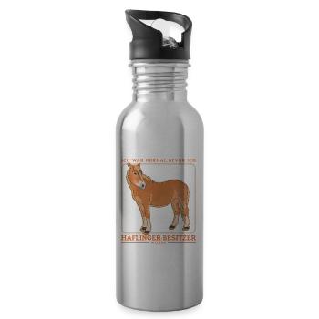 Haflinger Pferde Pferdebesitzer Haffi Geschenk - Trinkflasche mit integriertem Trinkhalm - Lightsilver - Rechts