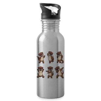 Tanzender Otter Mit Sonnenbrille - Trinkflasche mit integriertem Trinkhalm - Lightsilver - Rechts