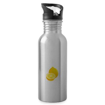 Life Is Sweeter With Lemon - Water bottle with straw - silver - Right