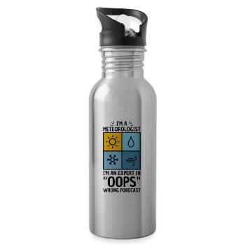 Meteorologie Wortspiel Für Meteorologe - Trinkflasche mit integriertem Trinkhalm - Lightsilver - Rechts