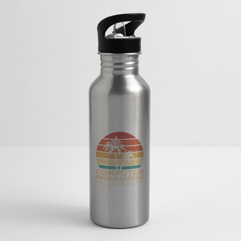 Retro Computer Programmer Special Edition Water bottle with straw