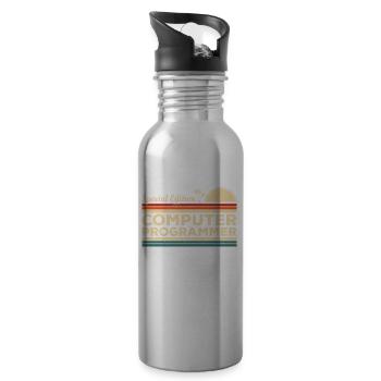Retro Special Edition Computerprogrammierer - Trinkflasche mit integriertem Trinkhalm - Lightsilver - Rechts