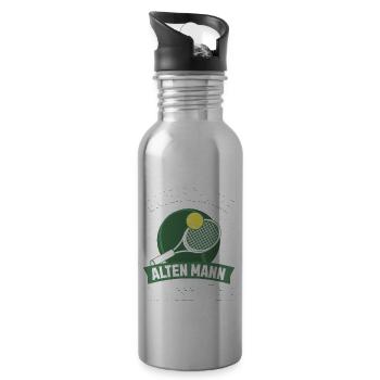 Tennisspieler Geschenk Tennisschläger Tennis-Match - Trinkflasche mit integriertem Trinkhalm - Lightsilver - Rechts