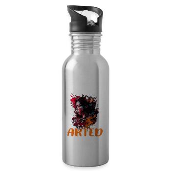 Excuse Me I Arted 13 - Water bottle with straw - silver - Right