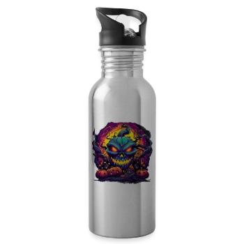 Bad Pumpkin Böser Kürbis Halloween - Trinkflasche mit integriertem Trinkhalm - Lightsilver - Rechts