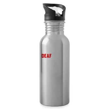Deaf Pride ASL Sign Language - Water bottle with straw - silver - Right