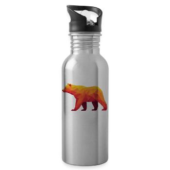 Geometrische Grizzly-Kunst in warmen Tönungen - Trinkflasche mit integriertem Trinkhalm - Lightsilver - Rechts