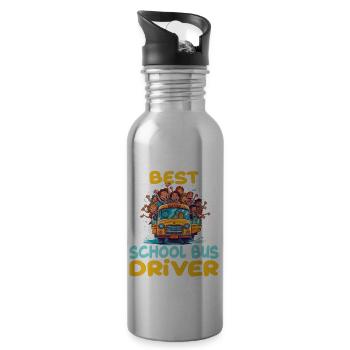 Best School Bus Driver für einen Busfahrer - Trinkflasche mit integriertem Trinkhalm - Lightsilver - Rechts
