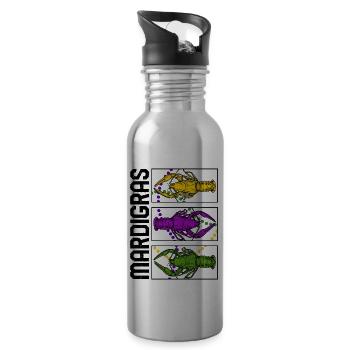Mardi Gras Fleur De Lis Hemd, Langusten Mardi - Trinkflasche mit integriertem Trinkhalm - Lightsilver - Rechts