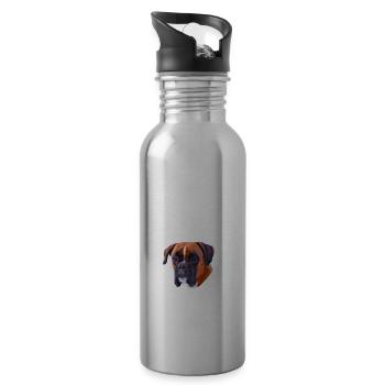 Endlich stolzer Papa - Boxer - Trinkflasche mit integriertem Trinkhalm - Lightsilver - Rechts