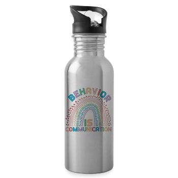Behavior Is Communication 21 - Water bottle with straw - silver - Right