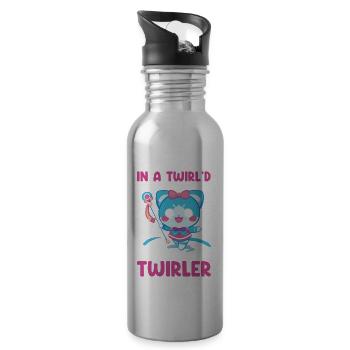 Stocktanz Design für Stabtänzerin - Trinkflasche mit integriertem Trinkhalm - Lightsilver - Rechts