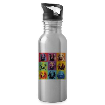 Irish Red Setter Hund Hunderasse Pop Art - Trinkflasche mit integriertem Trinkhalm - Lightsilver - Rechts