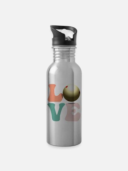 Billard Pool - Trinkflasche mit integriertem Trinkhalm - Lightsilver