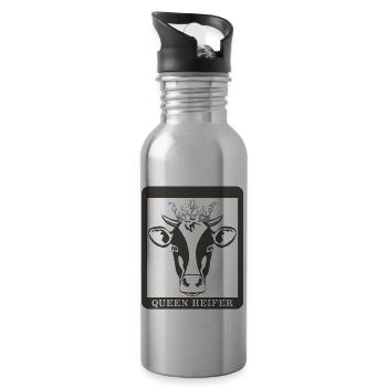 Chemise de vache, tee-shirt Queen Heifer Highland, éventail de vache - Gourde avec paille intégrée - argent clair - Droite