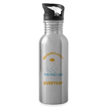 Meteorologist Meteorology Storm Chaser Gift - Water bottle with straw - silver - Right