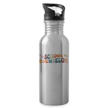 Groovy School Counselor Counseling Mental Health - Water bottle with straw - silver - Right