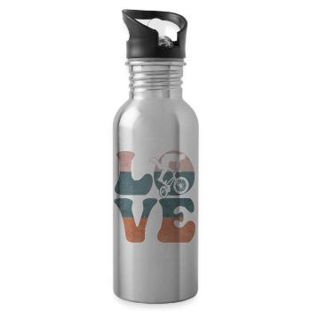 Bmx Bike Biker - Water bottle with straw - silver - Right