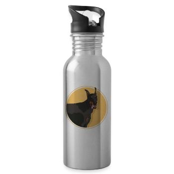 Doberman Dogs Dog Owner Gift - Water bottle with straw - silver - Right