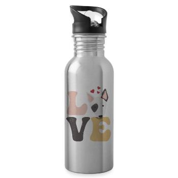 Bull Terrier Hund - Trinkflasche mit integriertem Trinkhalm - Lightsilver - Rechts