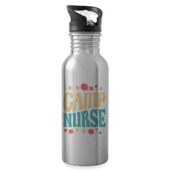 Camping Krankenschwester Blumen Design - Trinkflasche mit integriertem Trinkhalm - Lightsilver - Rechts