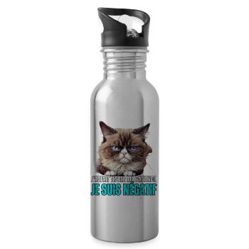 J'ai fait tester ma patience je suis négatif chat - Gourde avec paille intégrée - argent clair - Droite