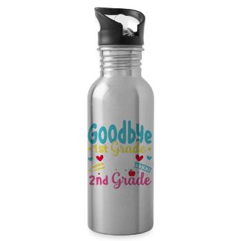 Second Grade Rainbow Girls Boys Teacher Team 2nd - Water bottle with straw - silver - Right