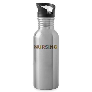 Krankenpflegestudentin Mit Leopardenmuster - Trinkflasche mit integriertem Trinkhalm - Lightsilver - Rechts
