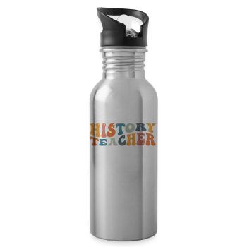 Groovy history teacher teaches - Water bottle with straw - silver - Right