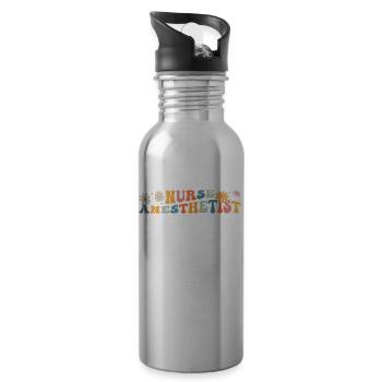 Groovy Krankenschwester Anästhesist CRNA Krankenpf - Trinkflasche mit integriertem Trinkhalm - Lightsilver - Rechts
