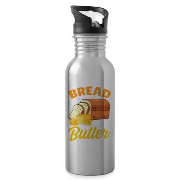 Funny bread baking baker - Water bottle with straw - silver - Right