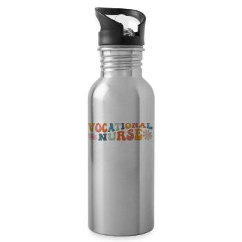Groovy Licensed Vocational Nurse LVN Nursing - Water bottle with straw - silver - Right