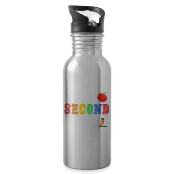 Second Grade Rainbow Girls Boys Teacher Team 2nd - Water bottle with straw - silver - Right