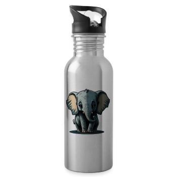 Mignon bébé éléphant éléphant - Gourde avec paille intégrée - argent clair - Droite