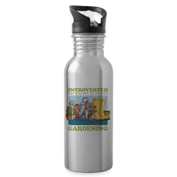 Garden, hobby gardener, gardening, gardener, gift - Water bottle with straw - silver - Right