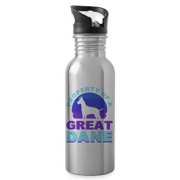 Eigentum eines Doggenhundeliebhabers - Trinkflasche mit integriertem Trinkhalm - Lightsilver - Rechts