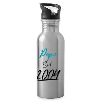 Papa seit 2004 - Trinkflasche mit integriertem Trinkhalm - Lightsilver - Rechts