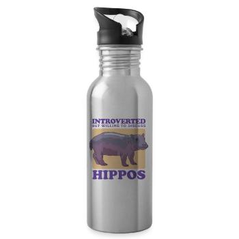 Hippo Baby Hippo Hippos Gift - Water bottle with straw - silver - Right