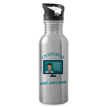 I'm fluent in ICD 10 CM,CPT and sarcasm - Trinkflasche mit integriertem Trinkhalm - Lightsilver - Rechts