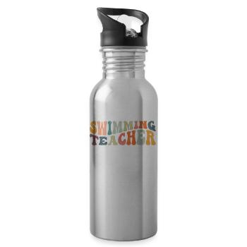 Groovy Schwimmlehrer Schwimmer Schwimmtrainer - Trinkflasche mit integriertem Trinkhalm - Lightsilver - Rechts